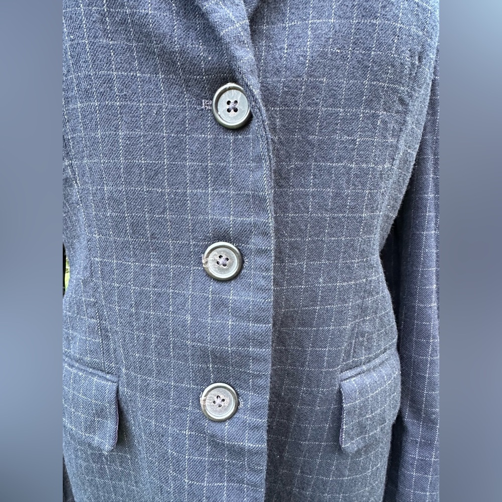 Vintage Lauren Ralph Lauren 100% Wool Checkered Blazer Navy Size 6 - Picture 6 of 11